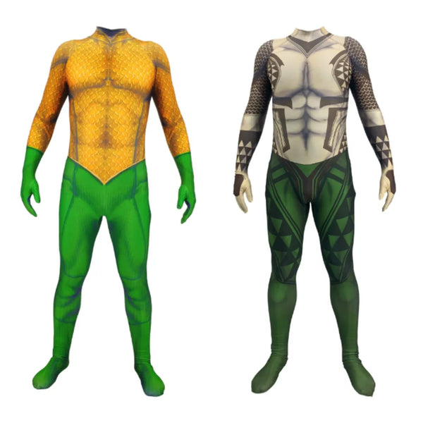 Movie Aquaman Cosplay Costume Superhero Arthur Curry Cosplay Zentai Bodysuit DC Superhero Halloween Costume Suit  Spandex