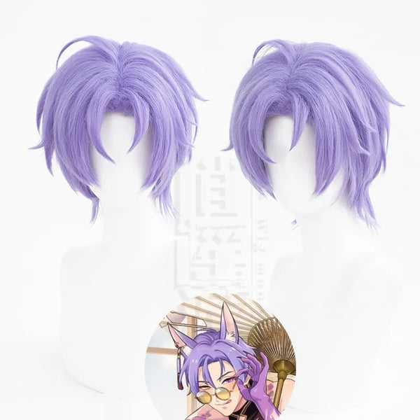 Game Nu: Carnival Kuya Cosplay Wig Purple Short Hair Heat Resistant Synthetic Halloween Party Accessories Props