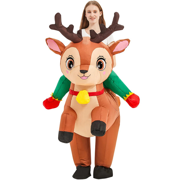 New Christmas Tree Santa Claus Elk Snowman Inflatable Costumes Suit Halloween Party Mascot  Fancy Role Play for Adult Kids