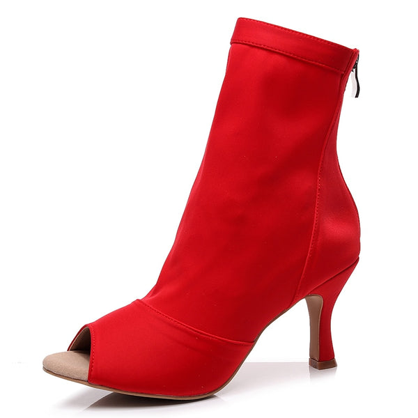 Women High Heel Dance Boots Gilrs Soft Bottom latin Bachata Dancing Shoes Woman Flare Heel 7.5cm/8.3cm/9cm Dance Shoes