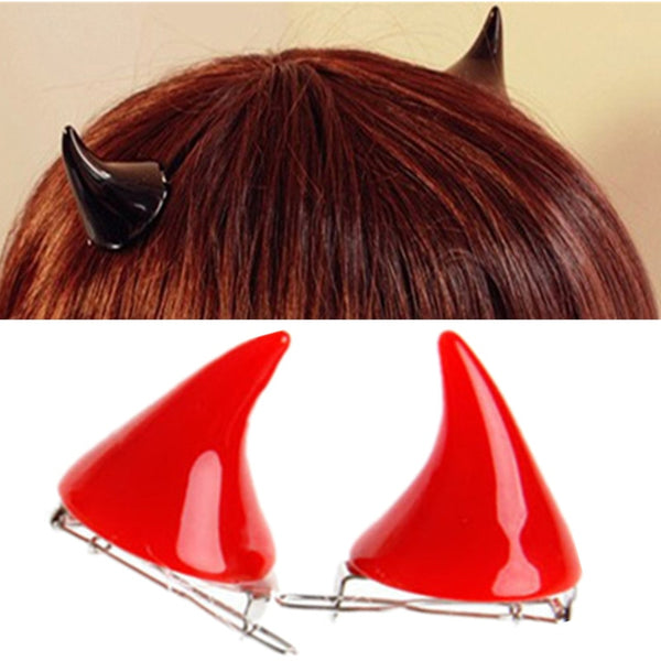 1 Pair Stereo Devil Horns Ears Clip Hairpin Cosplay Halloween Black Red White Barrettes Headwear Accessories