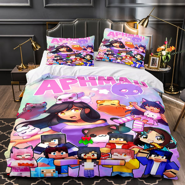 APHMAU Bedding Set Single Twin Full Queen King Size Kawaii Aphmau Bed Set Aldult Kid Bedroom Duvetcover Sets 3D Print 035