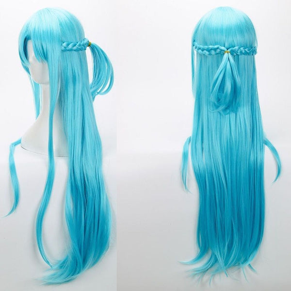 Sword Art Game Online Yuuki Asuna Yuki Asuna Wig Braided Blue Styled Synthetic Hair Cosplay Wig + Wig Cap