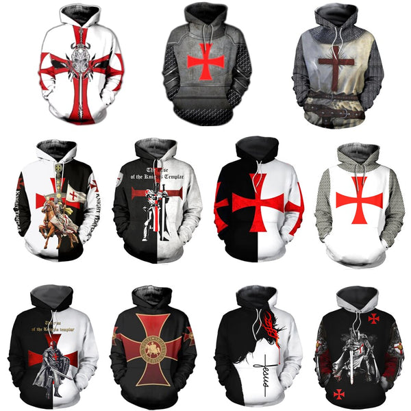 Knight Templar Cavalier Hoodie Sweatshirt 3D Printed Men Women Casual Hooded Sweatshirts Pullover HIP HOP Harajuku Streetwear