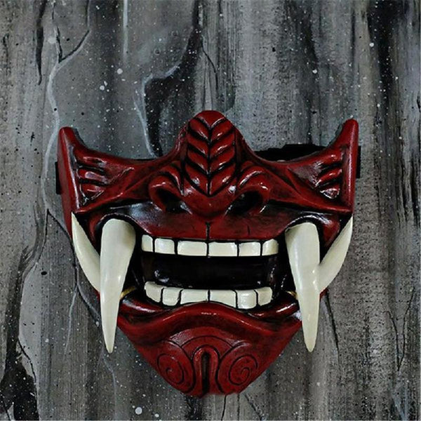 Red Prajna Cosplay Mask Adult Halloween Party Event Masquerade Cosplay Props Scary Half Face Mouth Cover Anime Cos Costumes