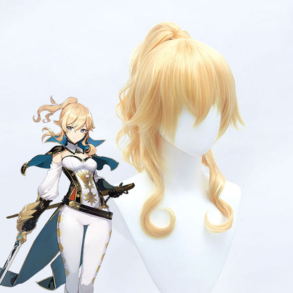 Jean Cosplay Synthetic Wig Genshin Impact Woman Blonde Hair witn Bangs Claw clip Ponytail Wigs Hair Extensions MUMUPI