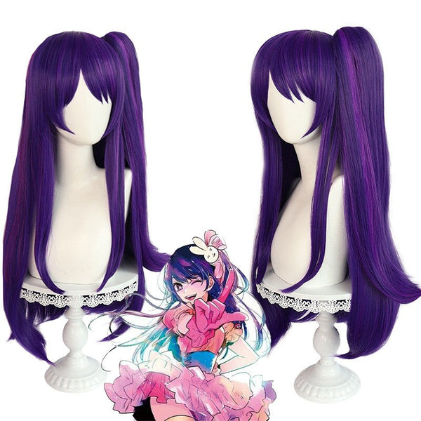 Anime Ai Hoshino Cosplay Wig Adult Purple Single Ponytail Synthetic Hair Halloween Carnival Props