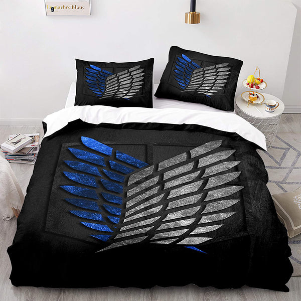 Anime Attack on Titan 3D Printed Bedding Set Duvet Cover Pillowcase Freedom Wings Bedclothes for Boys Kids Twin Single Full Size