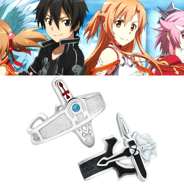 Anime Sword Art Game Online Ring Kirigaya Kazuto Yuuki Asuna Cosplay Unisex Couple Lover Adjustable Rings Jewelry Gift Accessories