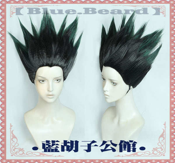 Anime X Hunter Gon Freecss Black Gradiently Green Cosplay Short Heat Resistant Synthetic Hair Halloween Party+Wig Cap