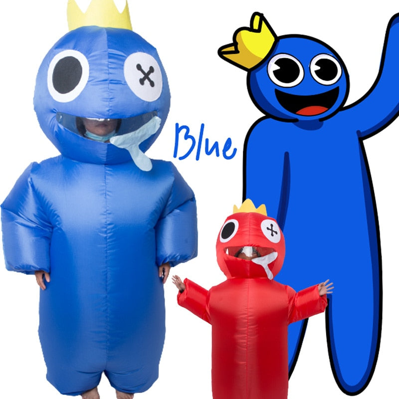 Blue Rainbow Friends Costume Inflatable Kids Adult Girl Boy Woman Men  Halloween Cosplay Blow Up Suit Birthday Christmas Game