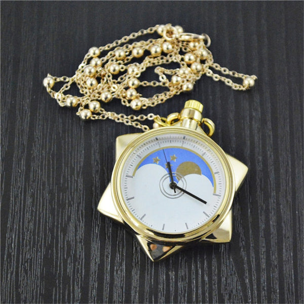 Anime Sailor COS Moon 20th Anniversary Crystal Star Model Toy Pocket Gold Pocket Watch Necklace Metal Pendant Cosplay Jewelry Gift