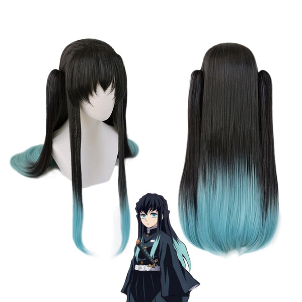 Anime Demon S Slayer Kimetsu no Yaiba Tokitou Muichirou Ponytails Wig Cosplay Heat Resistant Synthetic Hair Long Wigs