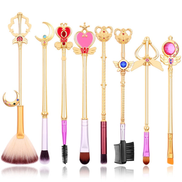 Cartoon Anime Cosplay Magic Wand Prop Accessories Women Make up Makeup Brushes Set Basic Tool
