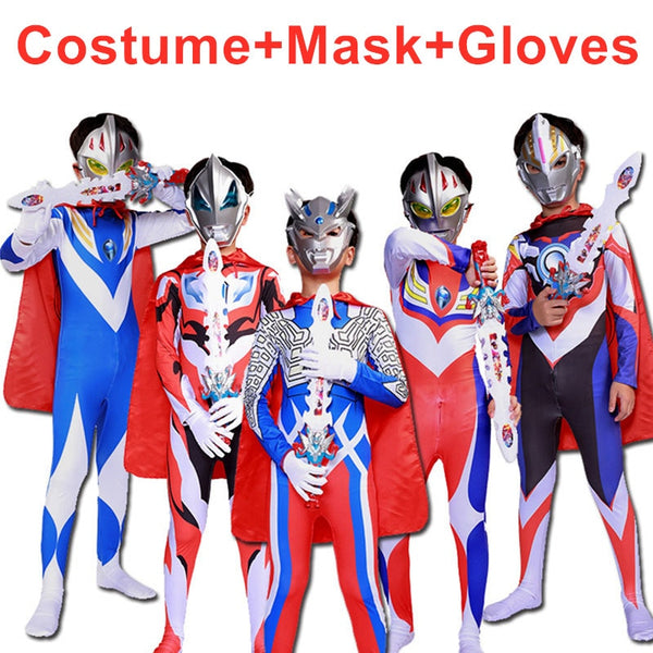 children Halloween Ultraman Costume Savior Cosplay 3D Print Spandex Zentai Superhero party kids Toys Gift
