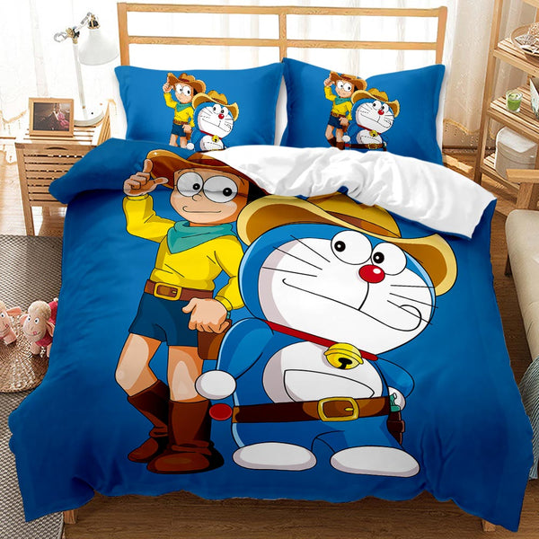 kawaii  Japanese anime Doraemon bedding kids girls pink luxury duvet cover bedding set king queen twin comforter set full size