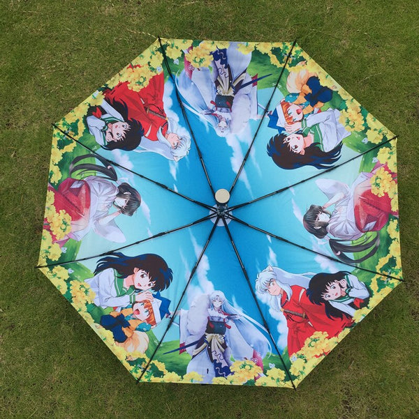 Anime Nuyasha Izayoi Kikyou Dual-use Umbrella Portable Folding Sun Rain Umbrella Men Women Student Umbrella Xmas Gifts