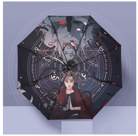 Anime Fullmetal Alchemist Cosplay Edward Elric Fold Umbrella Men Women Anti-UV Parasol Travel Umbrella Sunscreen Fashion Fans