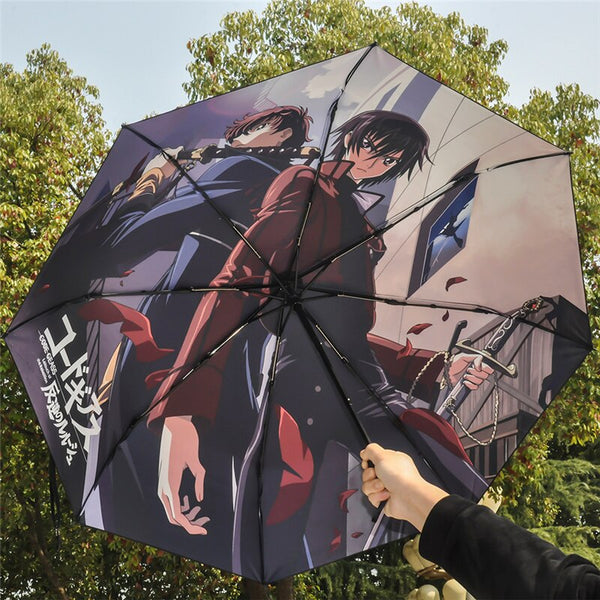 New Anime Cartoon CODE GEASS Printed Cosplay Prop Sun Rain Folding Umbrella  Sunshade Umbrella for Boy Girl Gift 1pcs