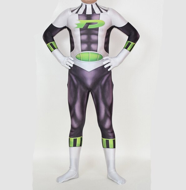Danny Phantom Cosplay Costume Danny Fenton Zentai Suit Anime Superhero Halloween Bodysuit Adults Kids Jumpsuit