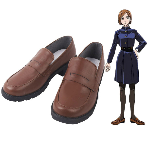 Anime Jujutsu cos Kaisen Nobara Kugisaki Cosplay Shoes Brown Boots Custom Made for Unisex