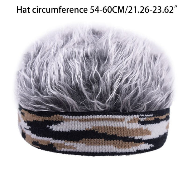 Men Women Short Wig Brimless Beanie Hat Fake Hair Funny Camouflage Knitted Landlord Sailor Cap Stretchy Cosplay Props