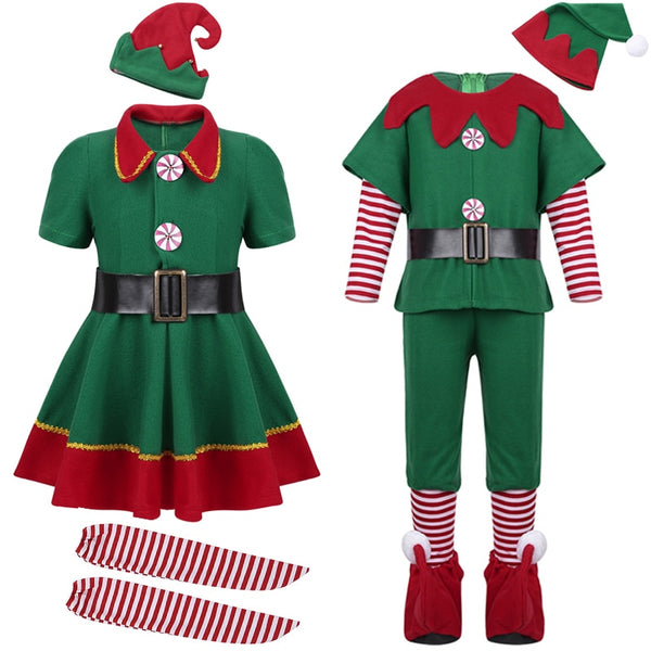 2019 green Elf Girls christmas Costume Festival Santa Clause for Girls New Year chilren clothing Fancy Dress Xmas Party Dress