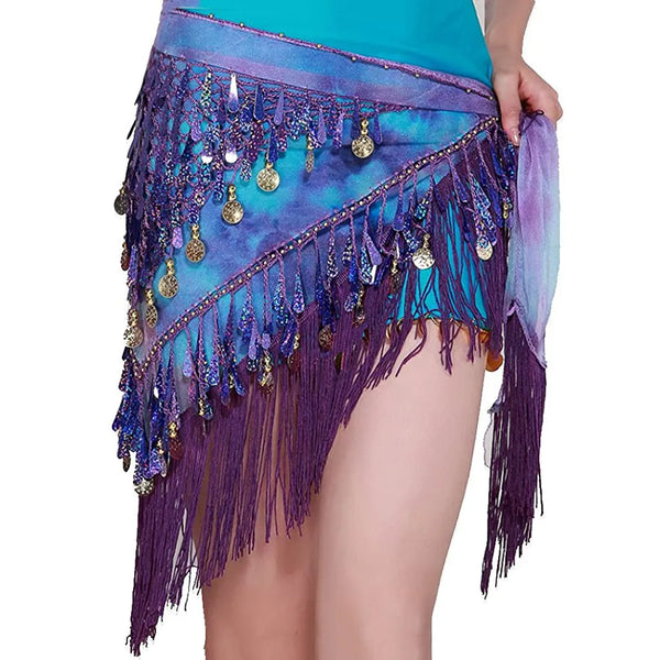 Belly Dance Clothing Accessories Tassel Wrap Stretchy Mesh Base Women Bellydance Belts Fringes Hip Scarf