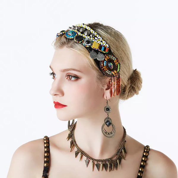 2019 Tribal Belly Dance Accessories Women Headpieces Dance Headbands Bellydance Beads Rhinestones Gypsy Vintage Headbands