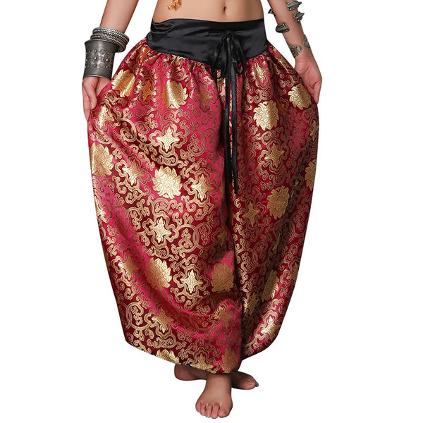Unisex Brocade Full Pantaloons American Tribal Belly Dancer Costume Accessories Gypsy Dance Bloomers ATS Harem Pants
