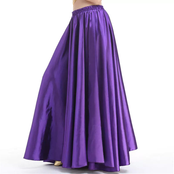 Cheap 16 Colors Professional Women Belly Dancing Clothes Full Circle Skirts Flamenco Skirts Plus Size Satin Belly Dance Skirt
