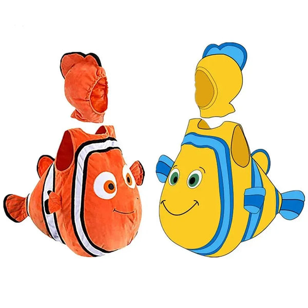 Toddler Clown a Fish Role Play Costume Cute Baby Adventure Holiday Performance Costume Halloween Party Dress Up Hooded Set