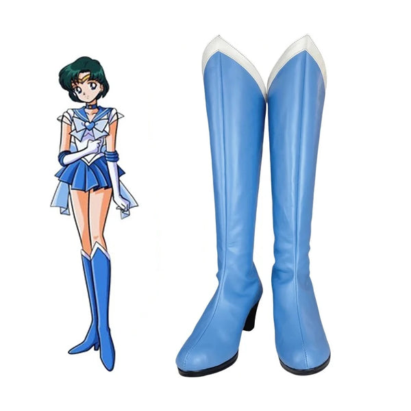 Anime Sailor Cosplay Moon Mizunono Amimi Cosplay Shoes Faux Leather Boots For Women