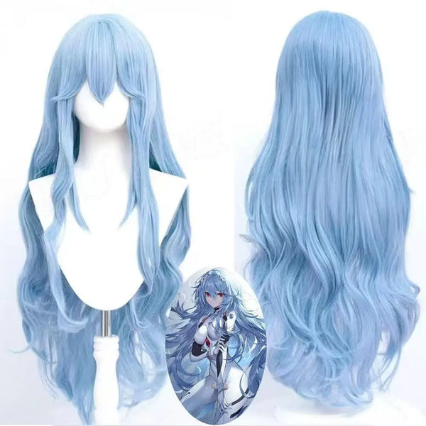 1 piece Blue Disheveleded Long Wavy Hair New Evangelionon Anime Reiei Ayanamimi Cosplay Wig