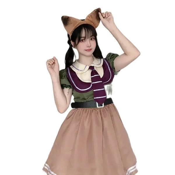 Halloween Crazy Animal Outfits Judy Costume Hoppsps Rabbit Cosplay Police Officer Dress Set Nick Girls Wilde Ladies ZootopiaiaCos