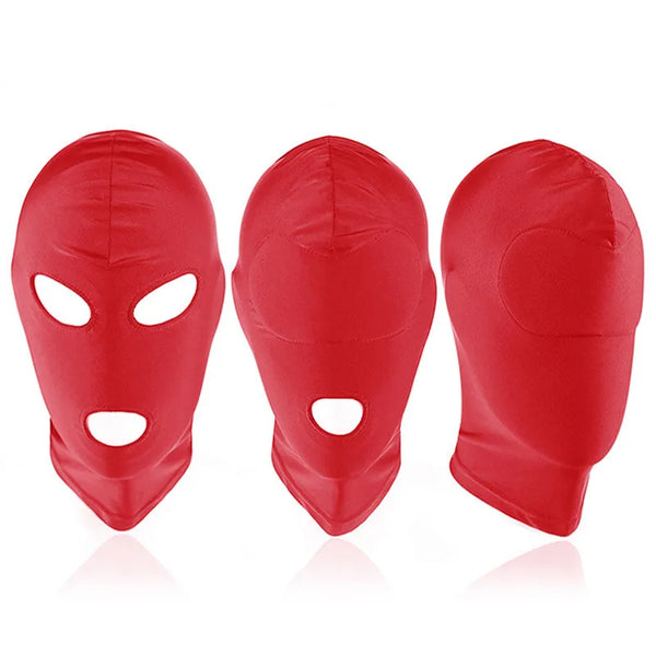Sexy Red Unisex Cosplay Face Mask Halloween Open Eyes and Mouth Headgear Full Face Mask Hood for Role Play Costume Love Party