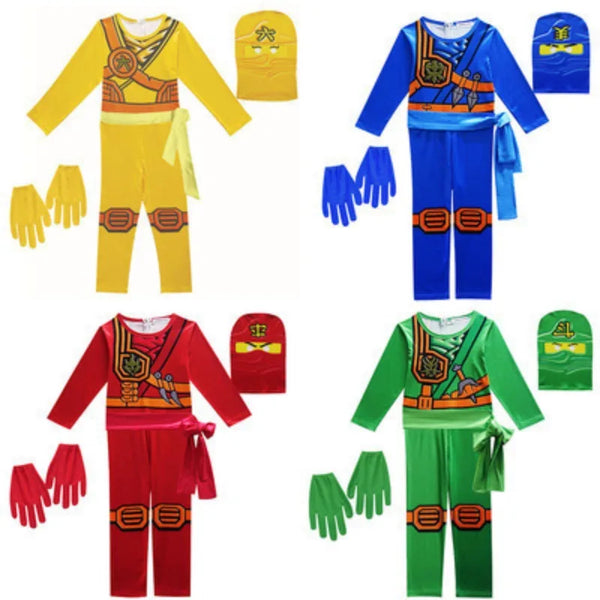 Leg Ninja Cosplay Superhero Jumpsuit Kids Anime Ninja Costume Fancy Party Dress Carnival Halloween Costume with Toy Fork