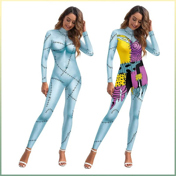 Sallyly Christmas Women Sexy Slim Jumpsuit Catsuit Cosplay Costumes Zentai Halloween Party Bodysuit