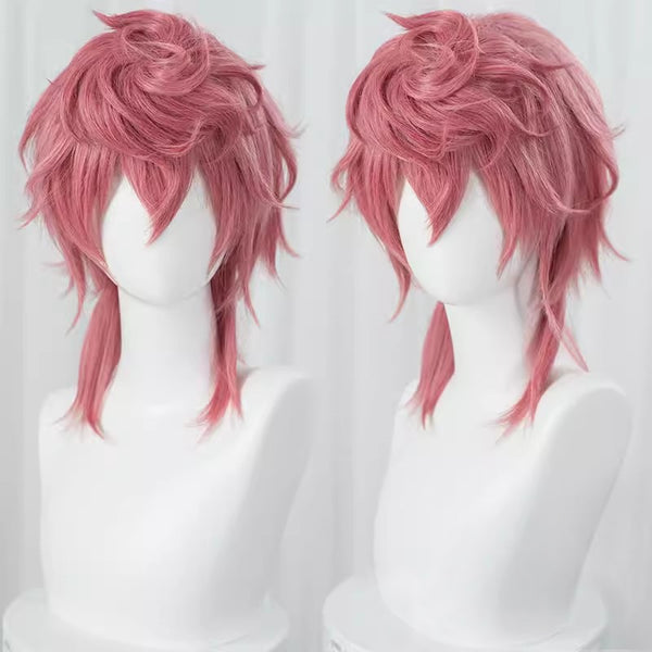 Anime Jojo's Bizarre Adventure Trish Una Cosplay Wig Smoke-Pink Short Hair Heat Resistant Synthetic Halloween Party Props