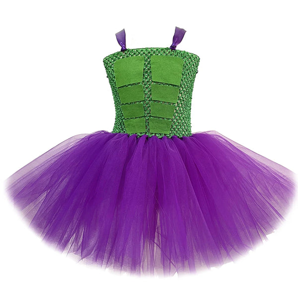 Green Hulk Tutu Dress for Baby Girls Halloween Cosplay Costume for Kids Superhero Princess Dresses Children Tulle Outfit Clothes