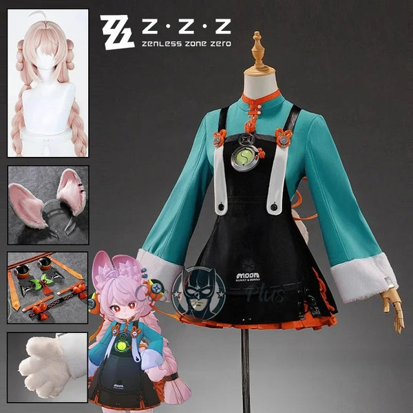 Zenlessless Zone Cosplay Zero Zhao Costume Wig Coat Skirt Headwear Rabbit Tail Krampusus Compliance Authorityty For Women Girls Carnival