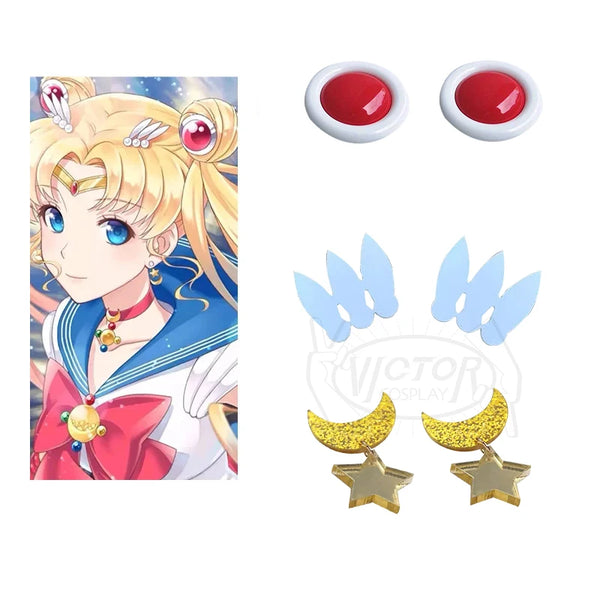 Tsukinono Usagigi Cosplay Earrings Tiarara Red Ear Stud Ear Clip Cosplay Accesseries Cos Prop For pierced ears