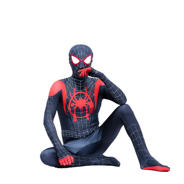 Halloween Little Black Spider Miles Hero Costume Spiderman Tights Jumpsuit Fashion Style for Christmas Cosplay
