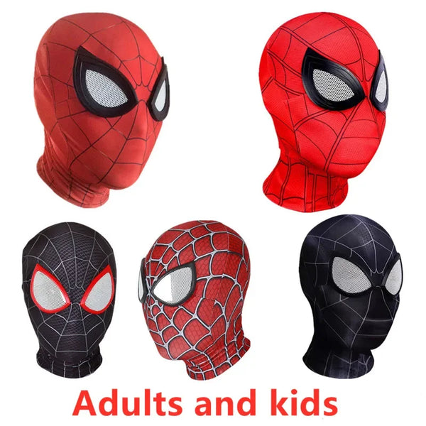 Halloween Iron Spider Mask Superhero Remy Miles 3D Mask Movie Character Photo Dress Up Cosplay Costume Accessories Adult Kids