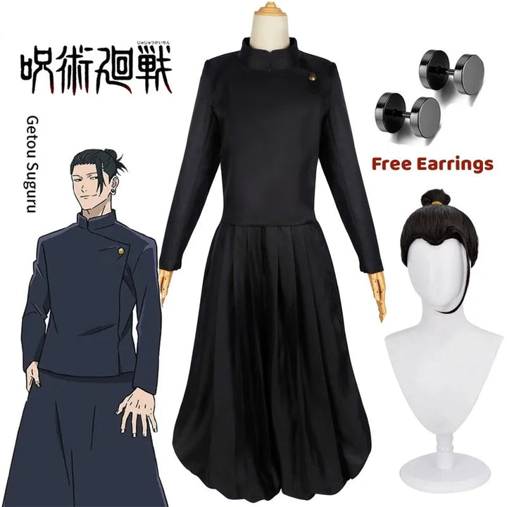 Black cosplay costume with accessories on a white background