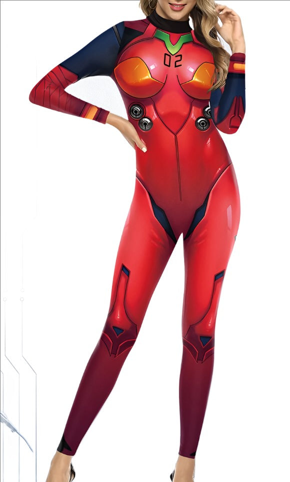 Asuka Langley Soryu Jumpsuits Anime Comic Cosplay Costume Top Warrior Costume Zentai Suit Bodysuit