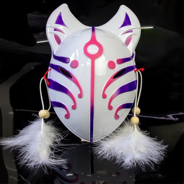 Japanische Fuchsmasken Katzengesichtsmaske aus Kunststoff im japanischen Stil Windfuchs Anime Cosplay Rave Maskerade Cosplay Requisiten für Erwachsene