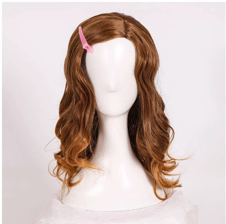 Hermione Jean Granger Cosplay Wig Styled Brown Curly Side Parting Heat Resistant Synthetic Hair Wigs + Wig Cap