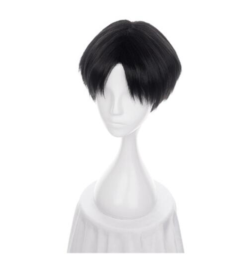 30cm Black Short Straight Parting Hairstyled Synthetic Wig For Halloween Party Cosplay Wig Costume Hair