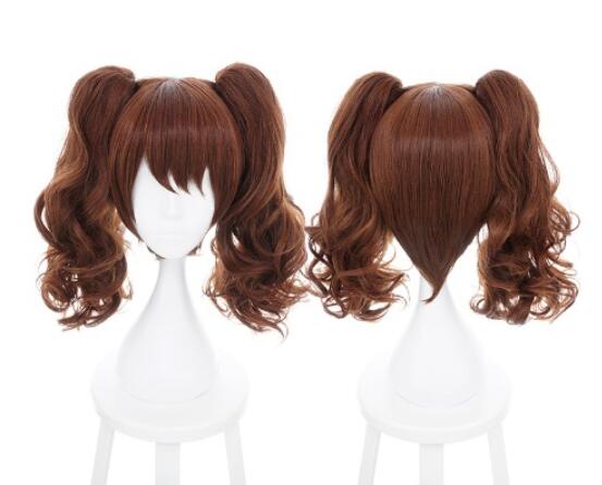 Kujikawa Rise Maid Collection Ryuujou Brown Curly Synthetic Hair Cosplay Wig With Chip Ponytails Heat Resistance Fiber